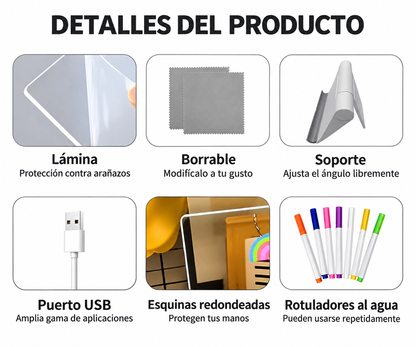 Pizarra Mágica LED con 7 rotuladores de colores